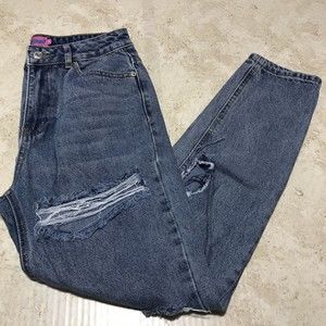 Edikted Distressed Blue Jeans Womens Size M Medium Boyfriend Denim